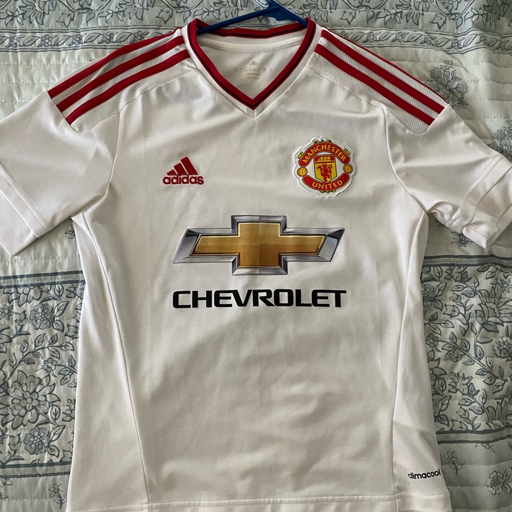 Adidas White Soccer Jersey with Red Accents